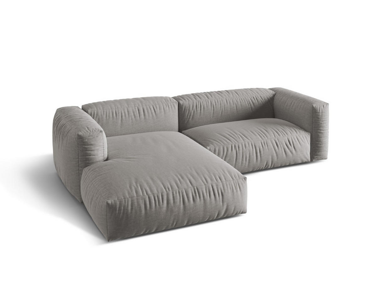 ECKSOFA modular links Martina aus strukturiertem Stoff hellgrau 2 Sitzplätze - Hellgrau, Textil (176/283cm) - Micadoni