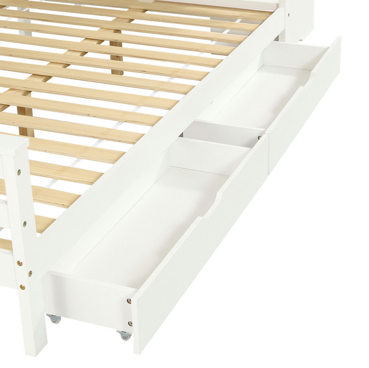 ETAGENBETT 90/200 cm aus Kiefer, MDF und Sperrholz mit Schubladen, Weiß/Natur - Naturfarben, Holz (90/200cm) - OKMYHOME