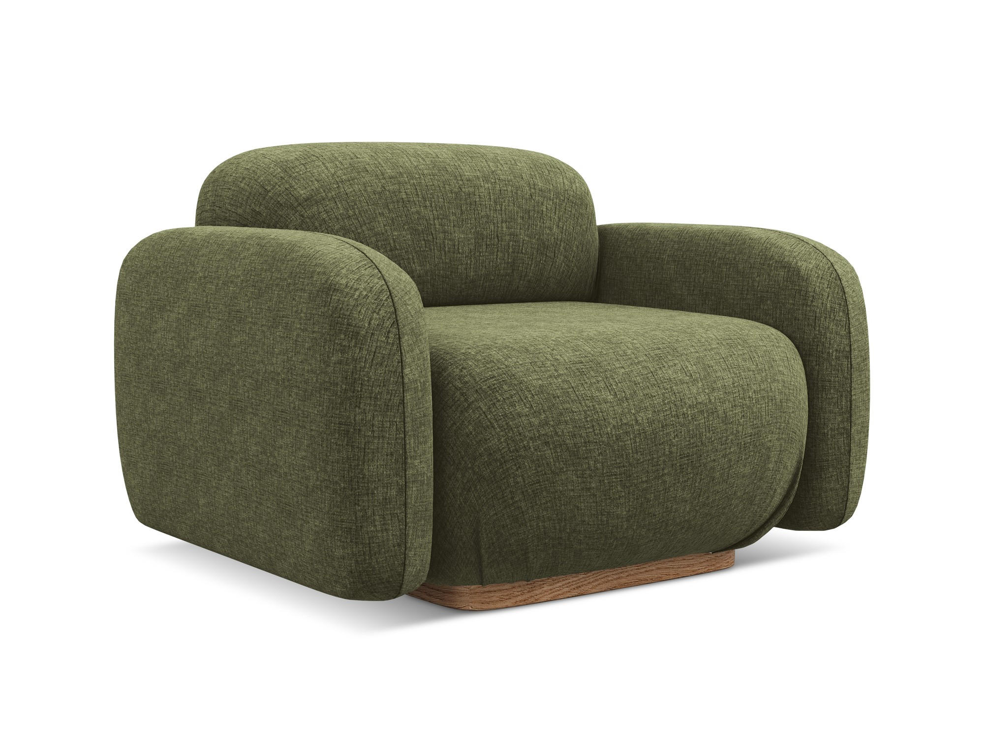 SESSEL Chenille Stoff Grün - Braun/Olivgrün, Holz/Textil (110/73/95cm) - Makamii