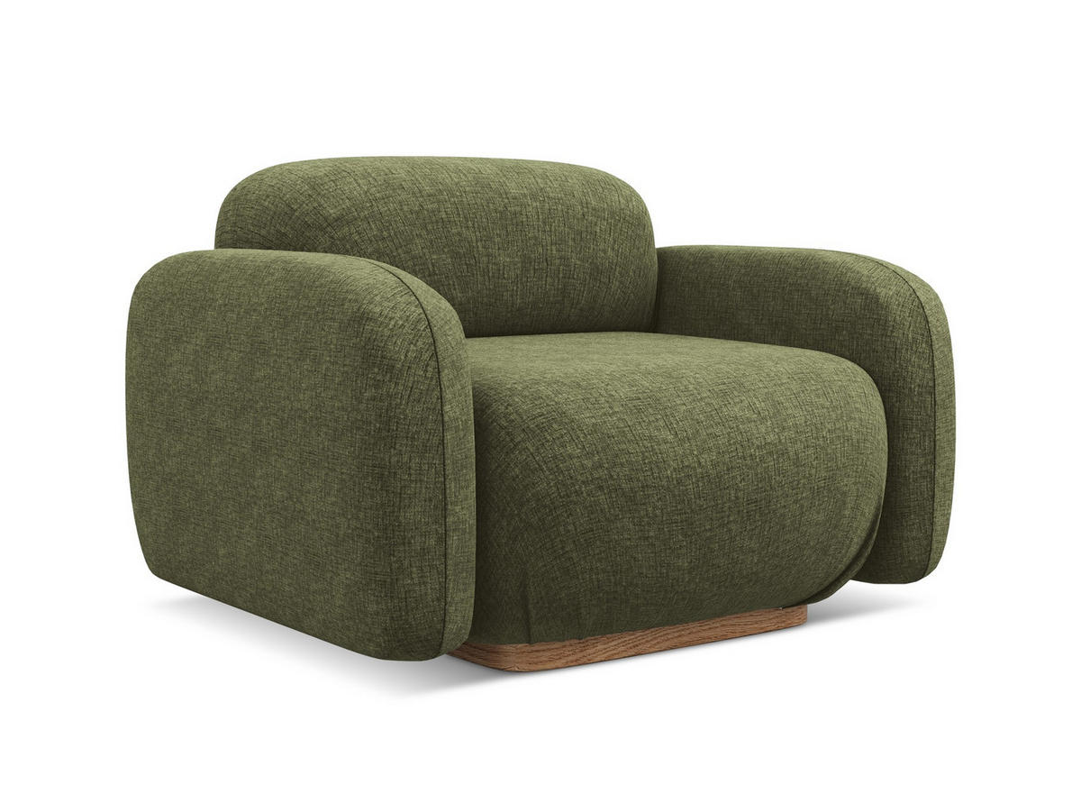 SESSEL Chenille Stoff Grün - Braun/Olivgrün, Holz/Textil (110/73/95cm) - Makamii
