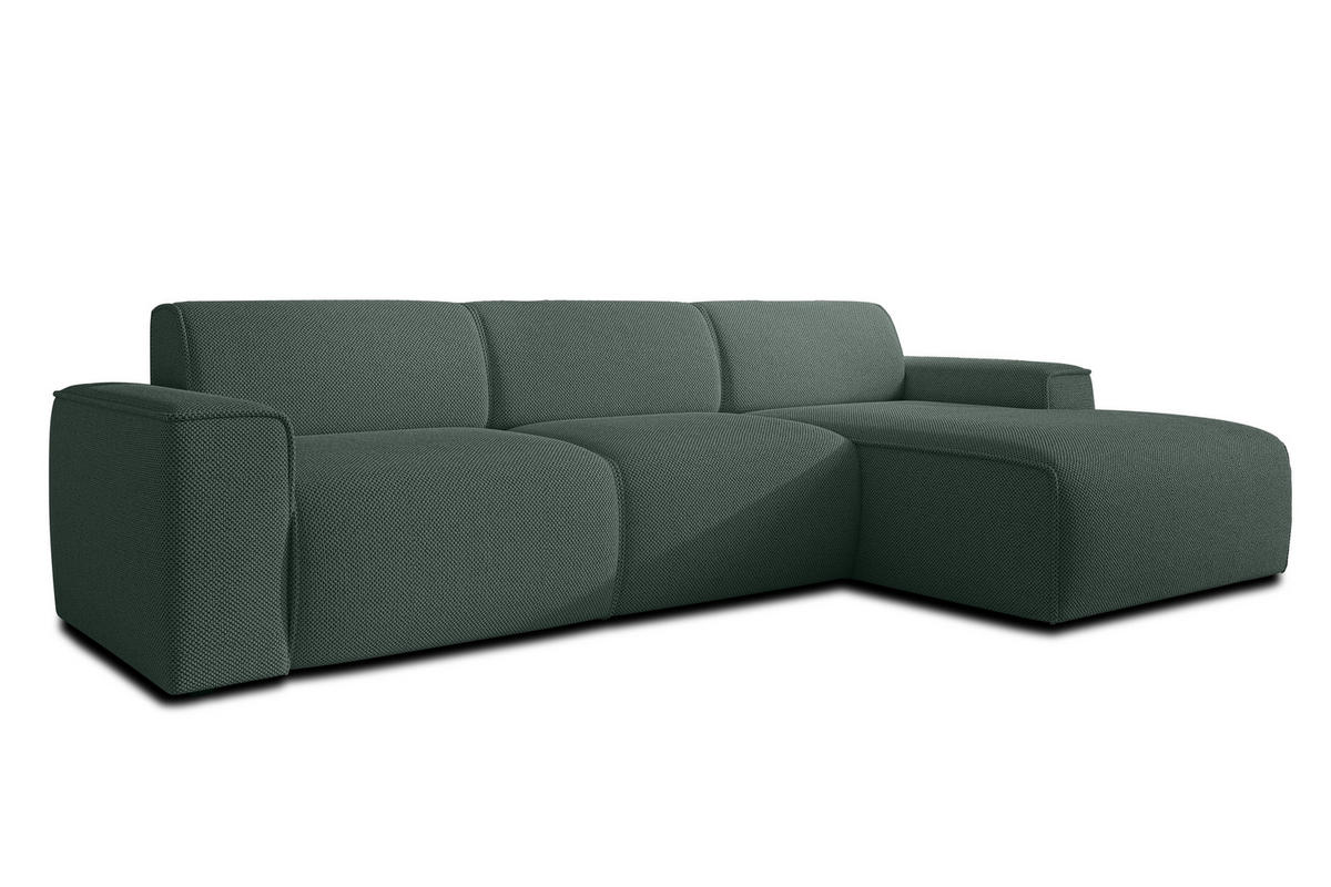ECKSOFA L Form Didim mini Grün 310/165/78 cm – stilvolle kleine Eckcouch R - Schwarz/Grün, Kunststoff/Textil (310/165cm) - AX Living