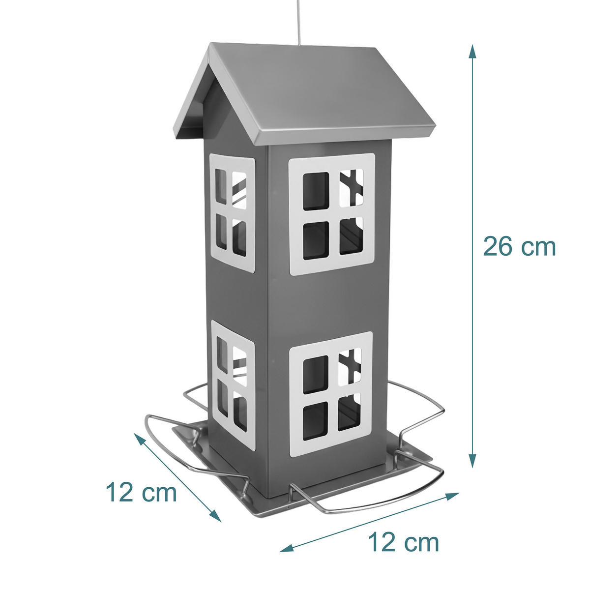 VOGELHAUS - Grau, Metall (12/26/12cm) - Relaxdays