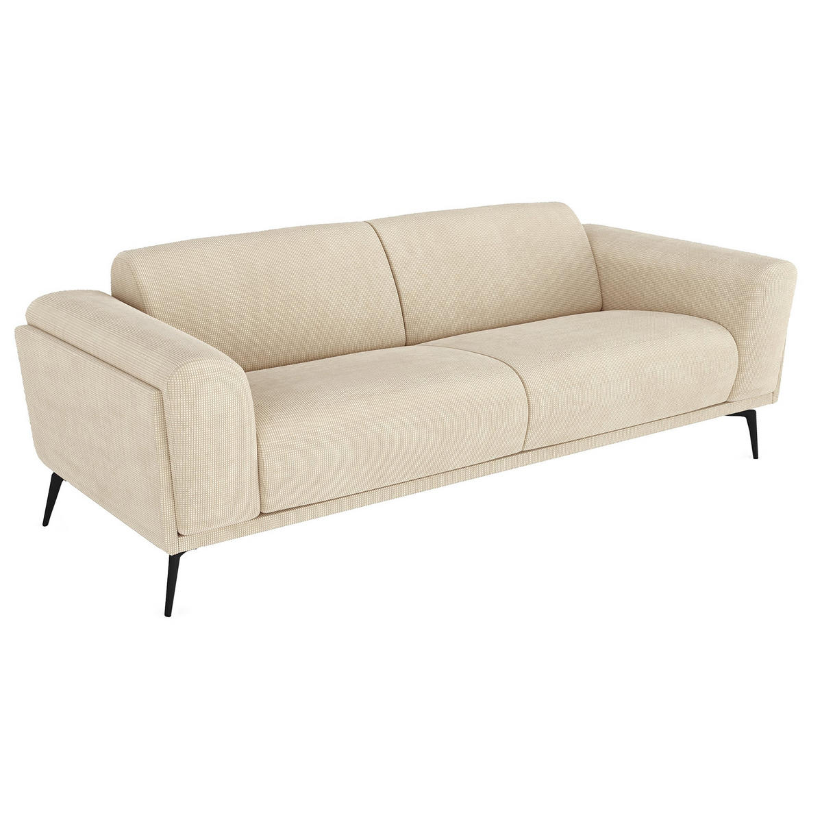 SOFA 3-SITZER Rastergewebe Beige 220cm - Beige, Textil (220/74/90cm) - Sia Home