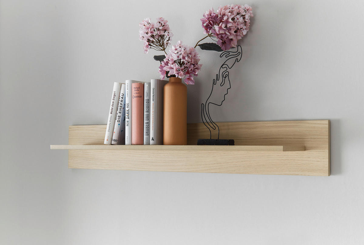 WANDBOARD Eiche, Wandregal 107 cm skandinavisches Design - Eichefarben, Holzwerkstoff (107/19/17cm) - Furn.Design