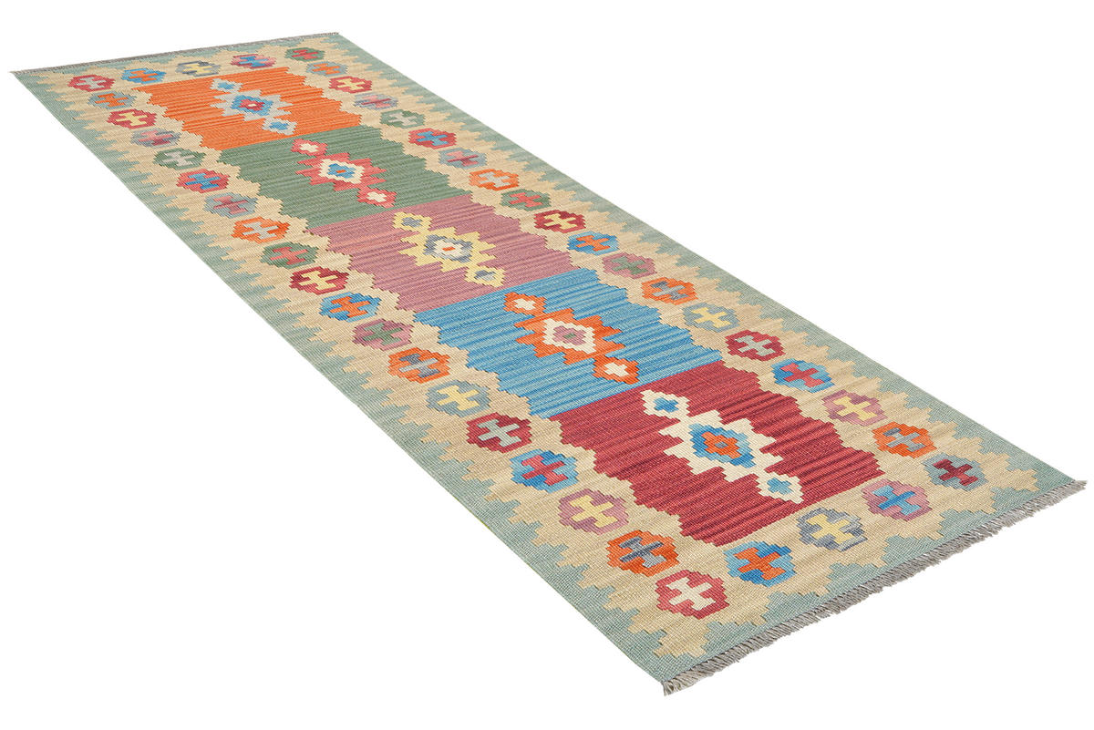HANDWEBTEPPICH Kelim Gashgai Mehrfarbig 240/61 cm Schurwolle - Multicolor, Textil (61/240cm) - Looma