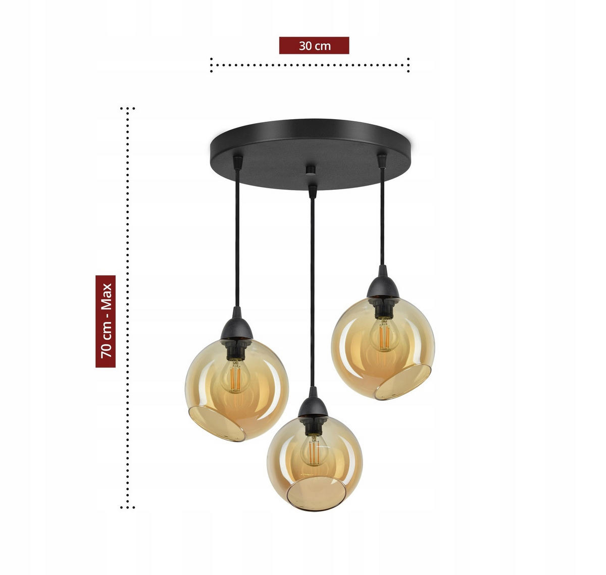 PENDELLEUCHTE Kogel - Transparent/Schwarz, Glas/Metall (35/35/80cm) - kiki design