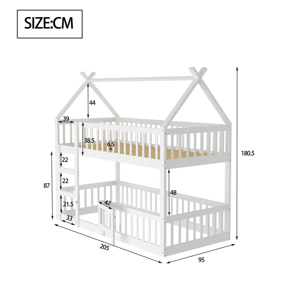 ETAGENBETT 90/200 cm aus Holz mit Treppe, Weiß - Weiß, Holz (90/200cm) - OKMYHOME