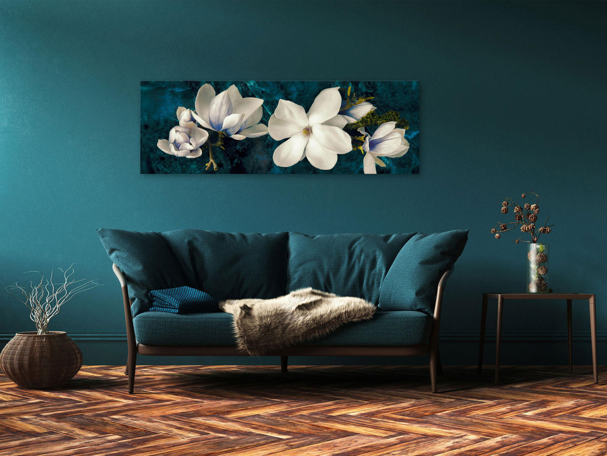 KUNSTDRUCK Türkis 120/40 cm - Türkis/Weiß, Textil (120/40cm) - KUNSTLOFT