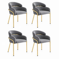 ESSZIMMERSTUHL 4er-Set Samt Grey mit Metallbeinen - Grau, Metall (53.1/79/53cm) - Meubliv