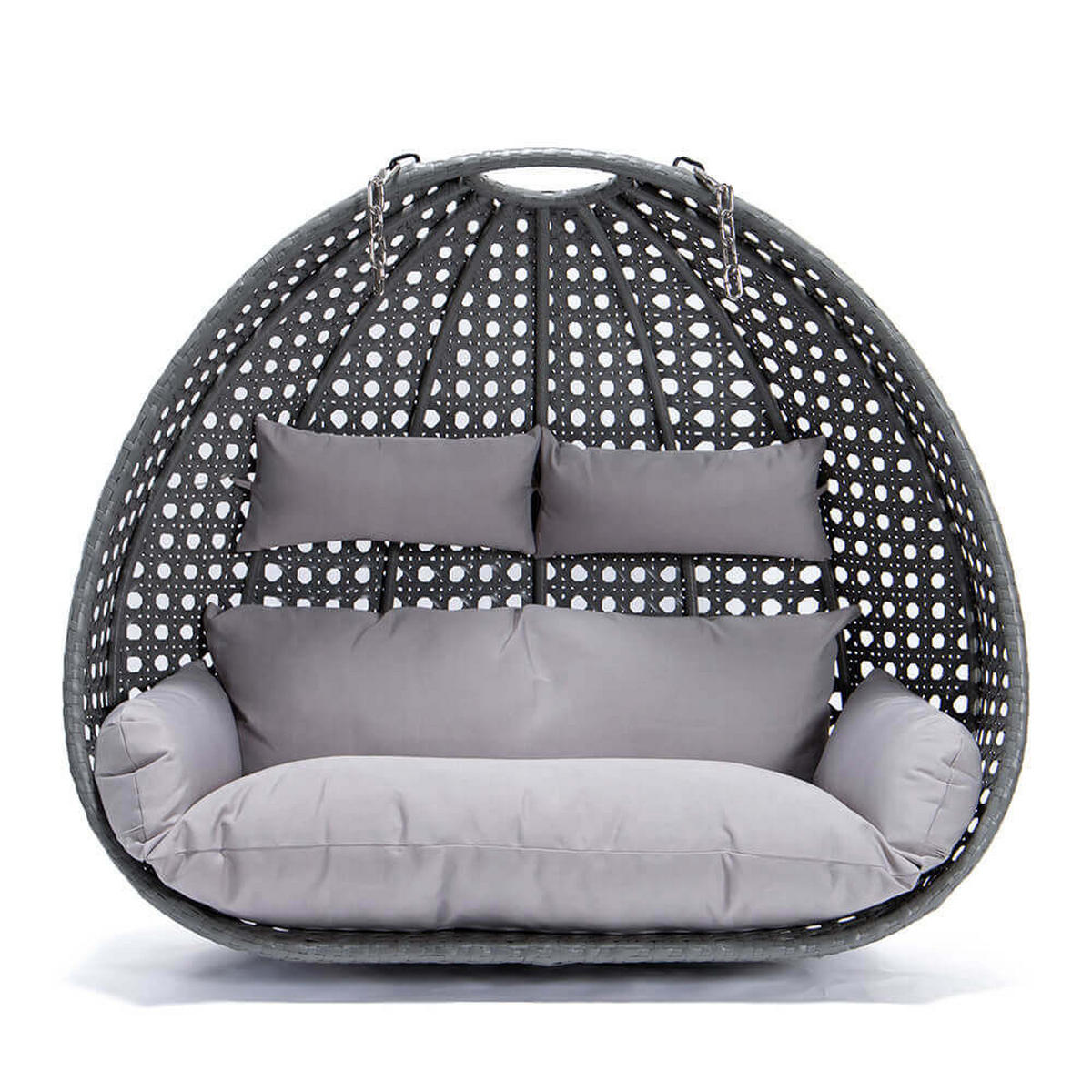 HÄNGESESSEL TWIN - Farbe: Grau, Ausstattung: Korb und Kissen - Grau, Kunststoff (145/126/74cm) - Home Deluxe