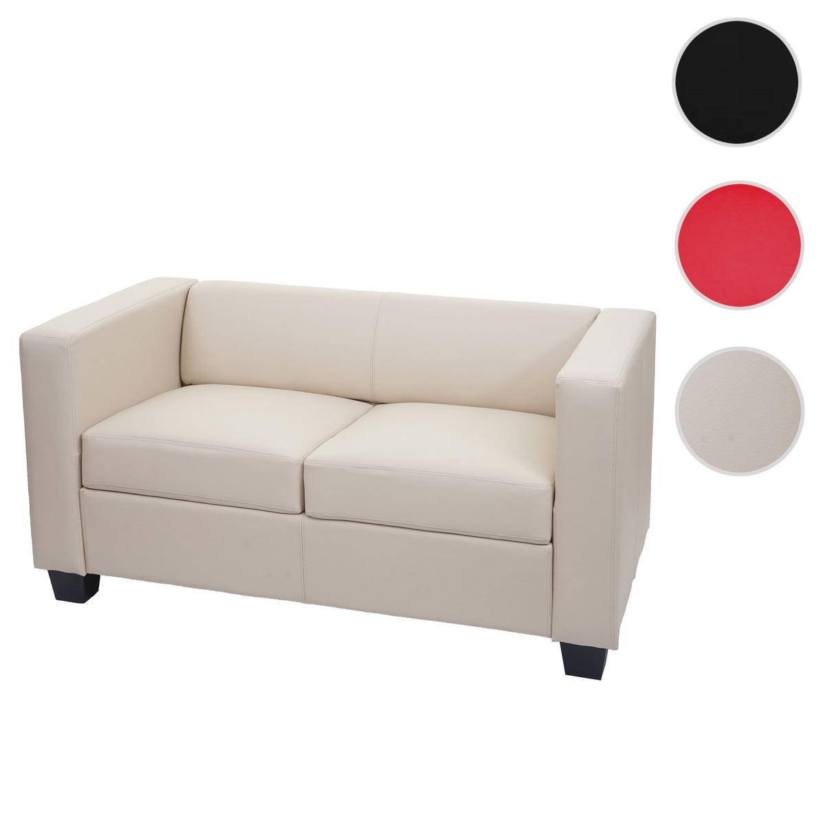 2ER SOFA Cremeweiß - Weiß, Leder (137/70/75cm) - MCW