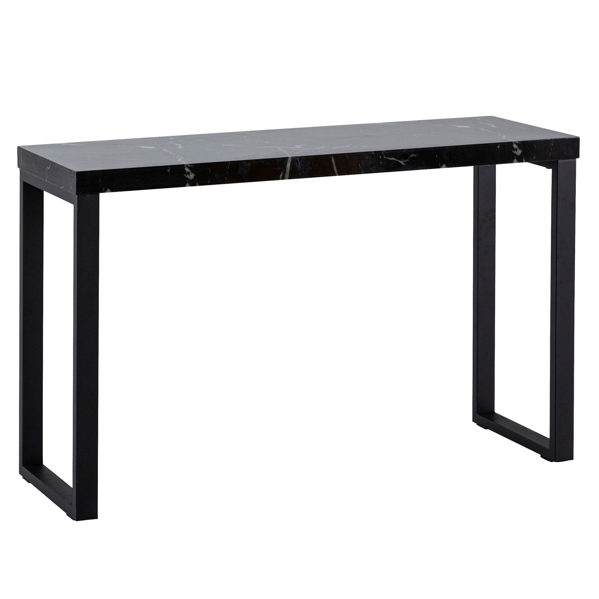 KONSOLENTISCH – Marmoroptik Schwarz, 120x40x76 cm, Hochglanz, Metallbeine - Schwarz, Holzwerkstoff/Metall (40/120/76cm) - KADIMA DESIGN
