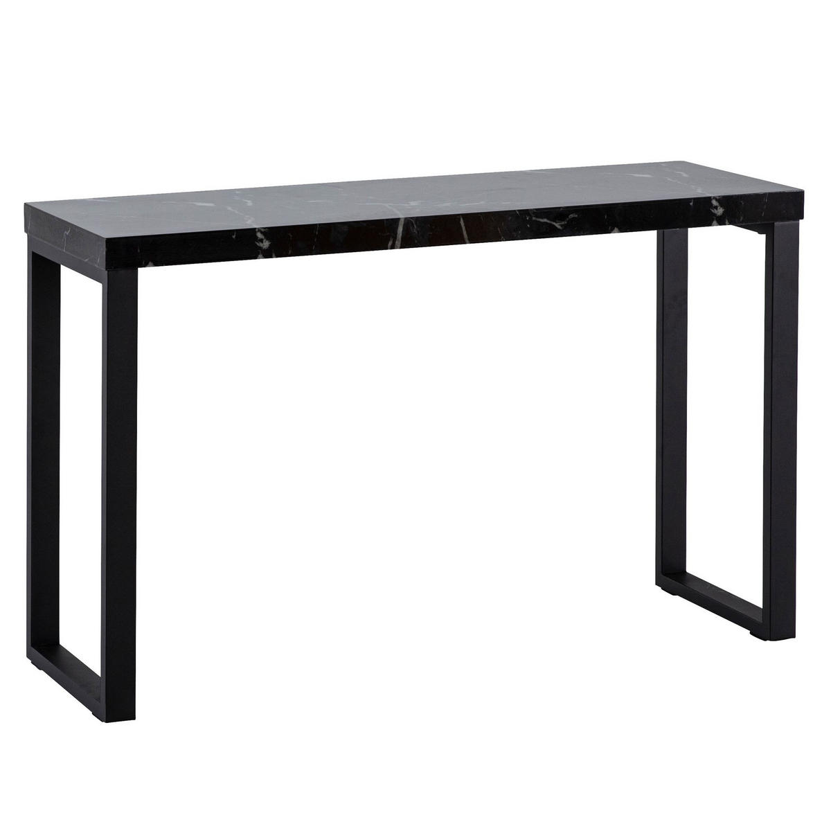 KONSOLENTISCH – Marmoroptik Schwarz, 120x40x76 cm, Hochglanz, Metallbeine - Schwarz, Holzwerkstoff/Metall (40/120/76cm) - KADIMA DESIGN