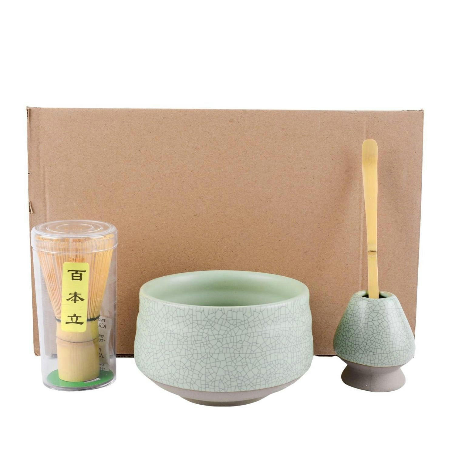 MATCHA Set 4-teiliges Set Grüne Risse - Grün, Keramik (12.8/11/14cm)