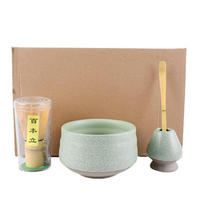 MATCHA Set 4-teiliges Set Grüne Risse - Grün, Keramik (12.8/11/14cm)