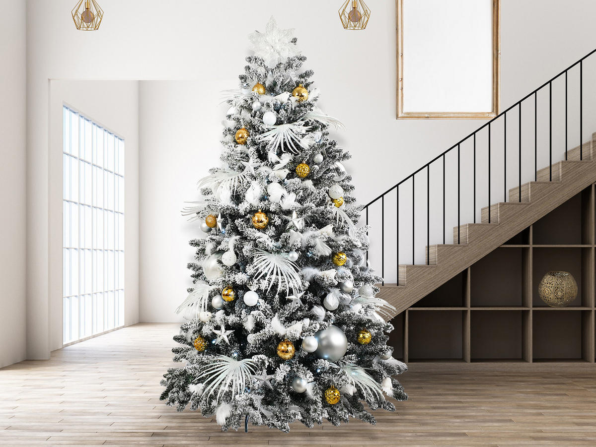 WEIHNACHTSBAUMSCHMUCK-SET POLAR GOLD II, 222-teilig, für Weihnachtsbäume 300–600 cm - Rot/Silberfarben, Glas/Kunststoff (60/50/80cm) - LAALU