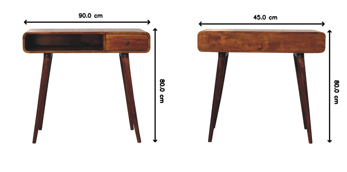 SCHREIBTISCH aus Massivholz - Kastanienfarben/Messingfarben, Holz/Metall (45/90/80cm) - Artisan Furniture