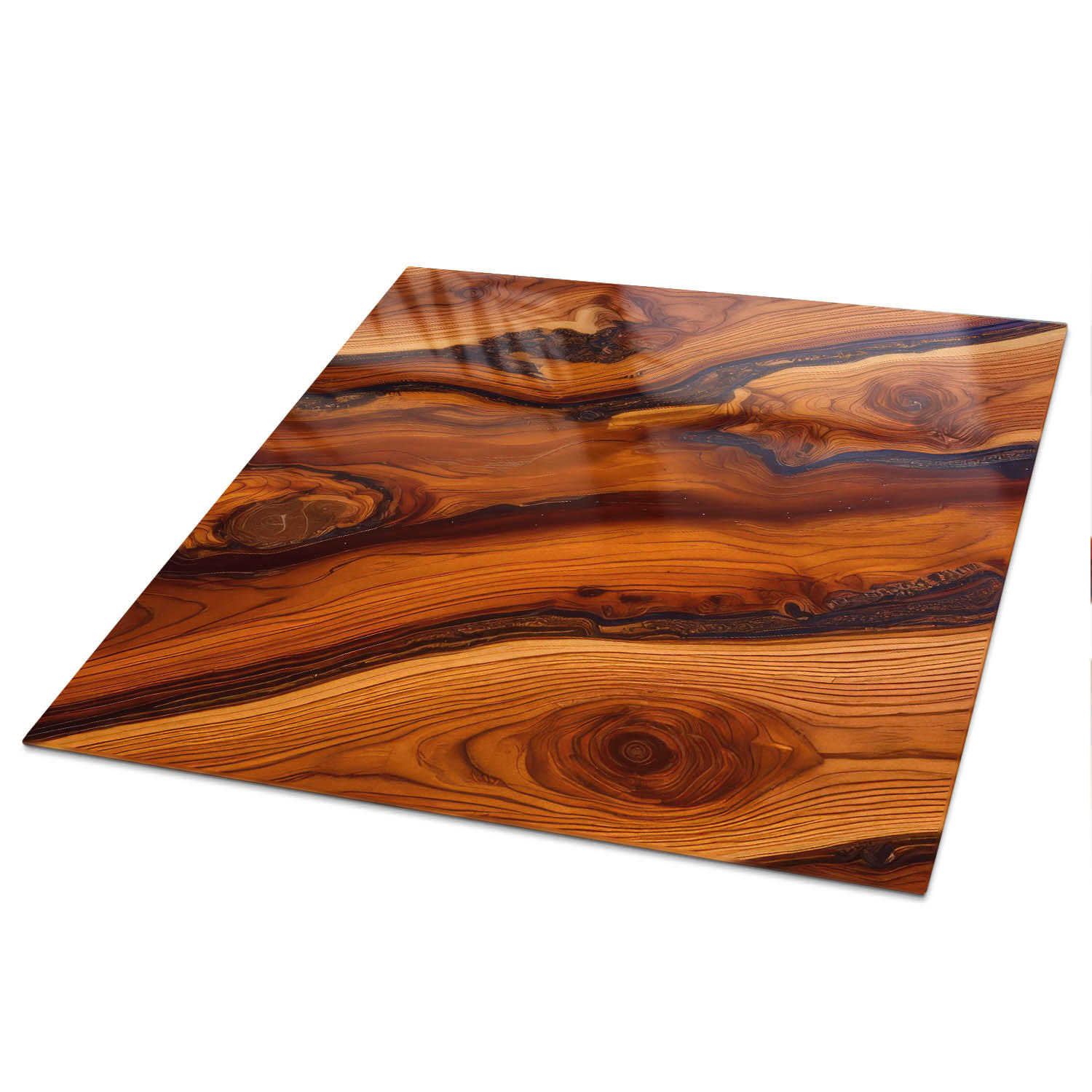 TISCHPLATTE 50x50 cm – Holzmaserung - Orange, Glas (50/50/0.4cm) - Wallfluent