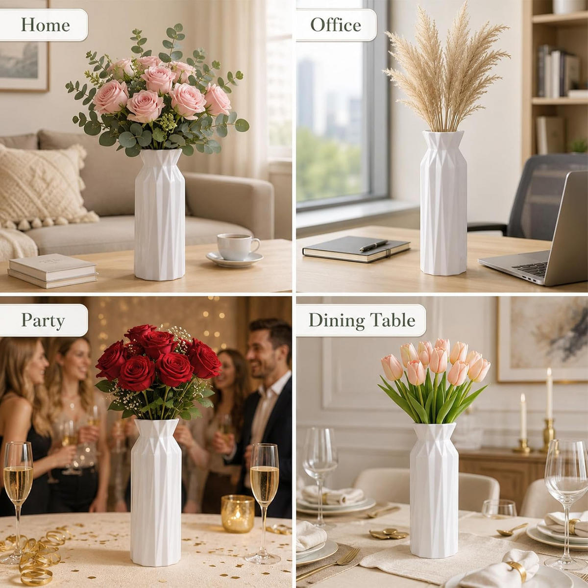 VASE 5,5 x 5,5 x 20,5 cm Keramik - Weiß, Keramik (20.3cm) - LIBRATON