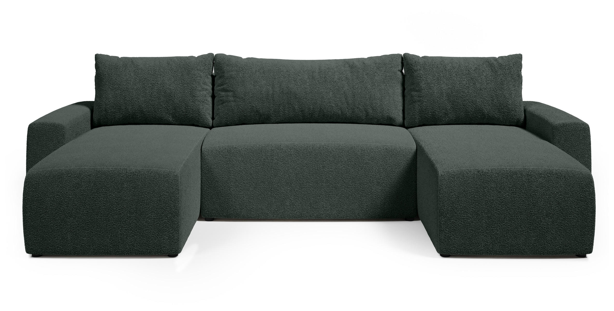 WOHNLANDSCHAFT Plush mit Schlaffunktion Grün Boucle - Grün, Kunststoff/Textil (315/72/145cm) - Bromarkt