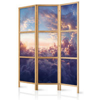 PARAVENT Japanischer 3-tlg 135x172 cm Wolken Himmel 3D - Multicolor, Holz/Textil (135/172/3cm) - Muralo