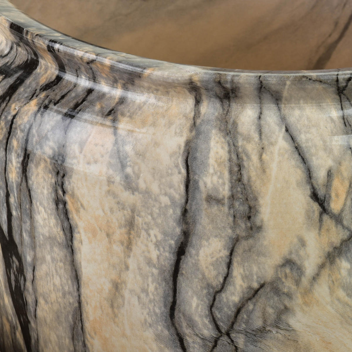 BLUMENTOPF Neva Marble 2er Set Beige 30,5x30,5x30,5/20,5x20,5x23 cm Keramik - Beige, Keramik (30.5/30.5cm) - Mondex