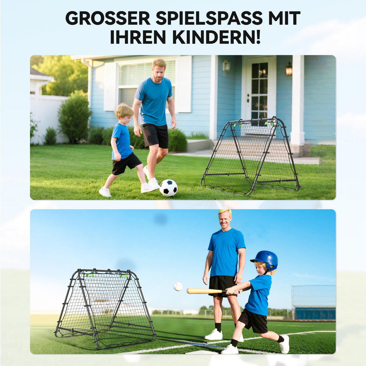 FUSSBALLTOR DE-10447 verstellbar, klappbar, 100x68-95 cm Schwarz - Schwarz, Metall (95/100cm) - ComfortXL