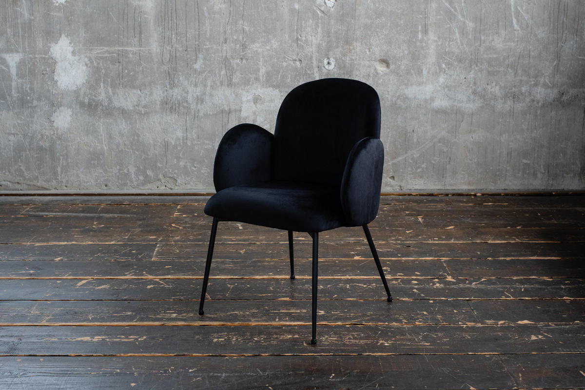 ESSZIMMERSTUHL DEON Schwarz Velvet - Schwarz, Textil (59/84/62cm) - KAWOLA