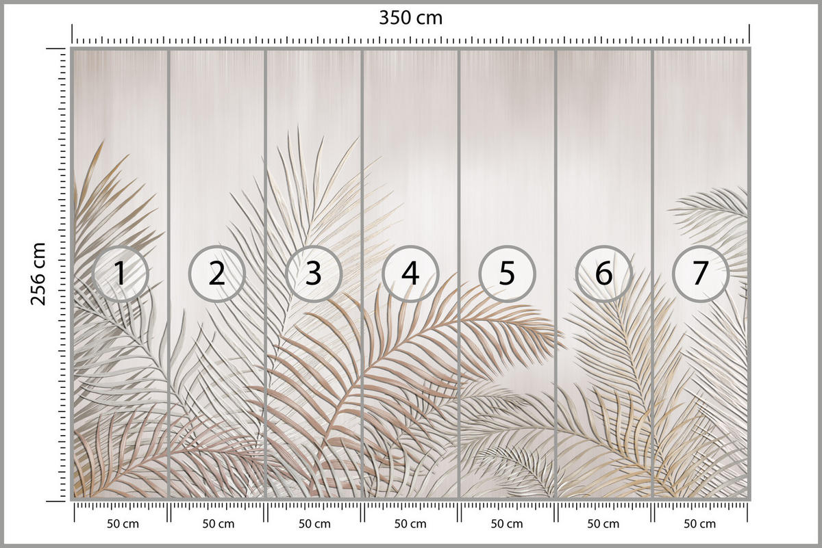 FOTOTAPETE für Schlafzimmer Beige Palmenblätter Delikat 350x256 - Beige/Braun, Papier (350/256cm) - Muralo