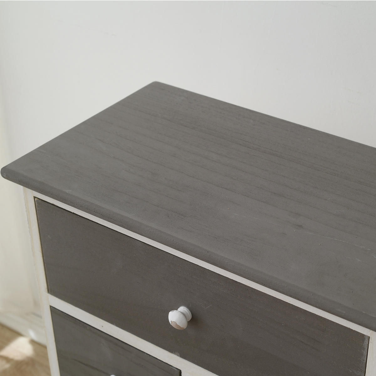 KOMMODE Weiß Grau30/47/72 cm - Weiß, Holz (30/72/47cm) - Mobili Rebecca