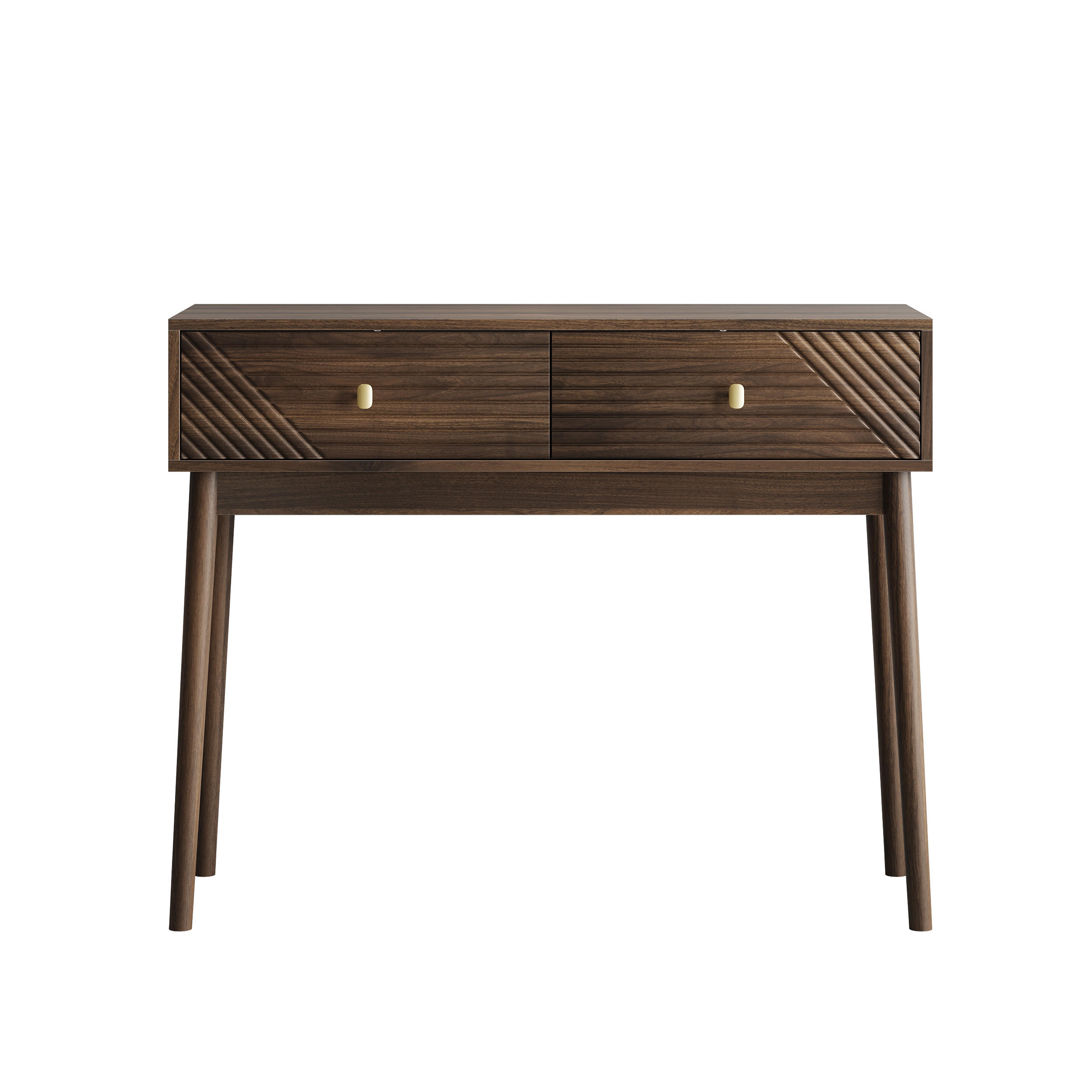 SCHMINKTISCH mit 2 Schubladen in Walnussoptik - Braun, Holzwerkstoff (35/100/80cm) - Urban Meuble