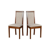 STUHL 2er ROMA 4 , nussbaum - Champagner/Nussbaumfarben, Holz (43/96/40cm) - Leaf Design