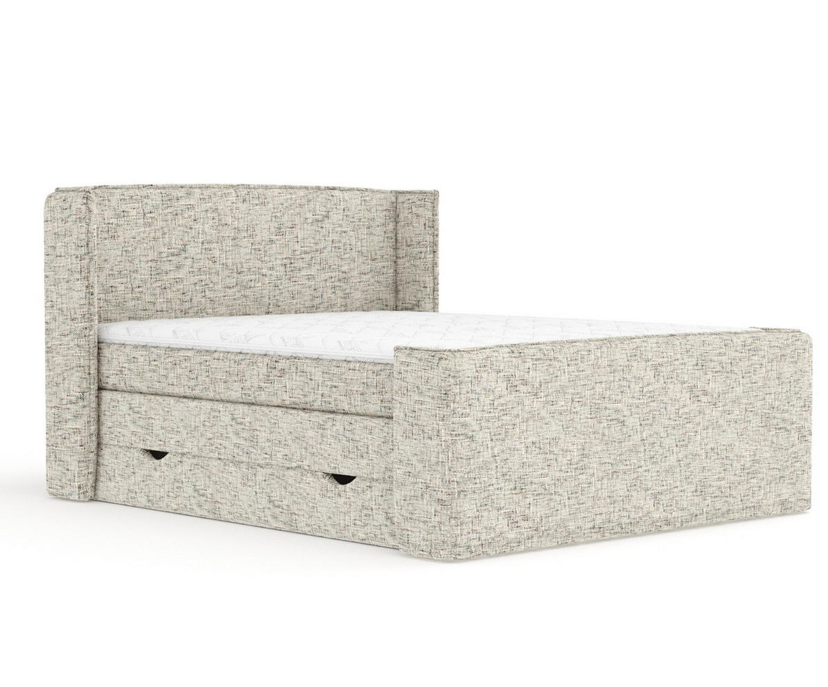 BOXSPRINGBETT Freeland Beige 160/200 cm mit Matratze und Topper - Beige/Schwarz, Holz/Holzwerkstoff (160/200cm) - Maison de Reve