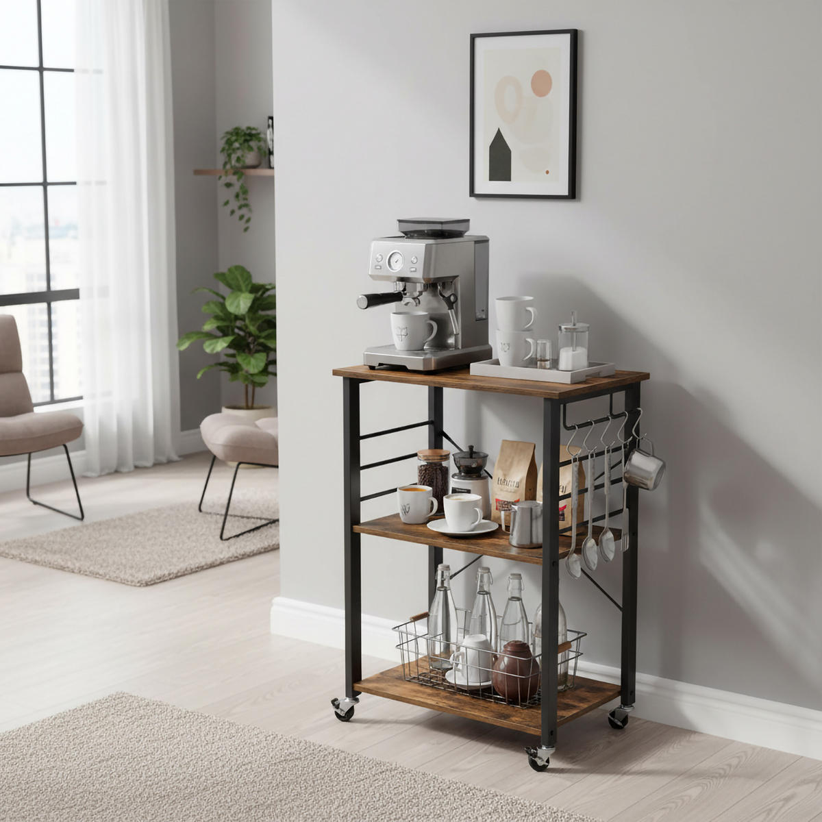 KÜCHENWAGEN - Multicolor, Holzwerkstoff/Metall (60/89/40cm) - Relaxdays