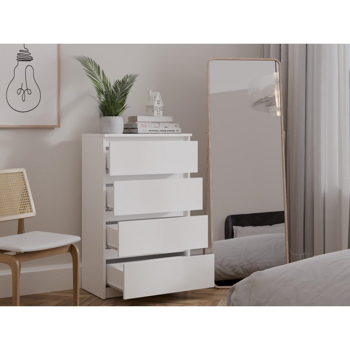 KOMMODE Weiß 60/97,5/34,5 - Weiß, Holzwerkstoff (60/98/35cm) - RAUMHIRSCH FURNITURE