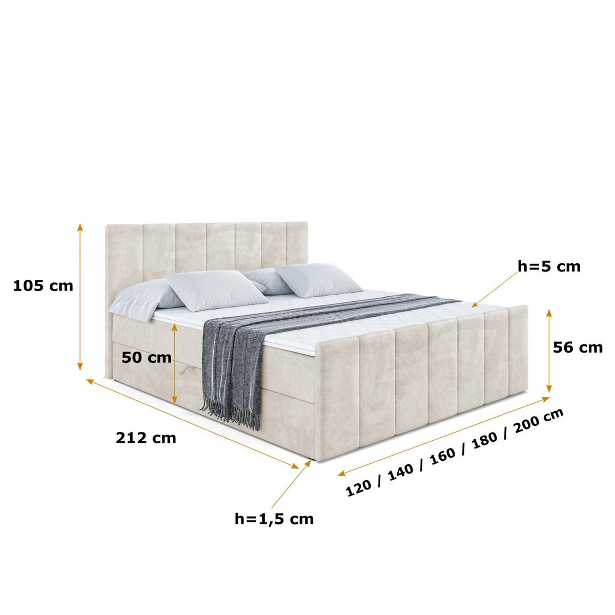 BOXBETT MOETI-Z - 200x200 cm - H4 - Ecru - Ecru, Holzwerkstoff (200/200cm) - ALTDECOR