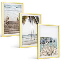 BILDER SET 3er Set - 40x60 cm Goldrahmen - Strandtreppe aus Holz, Schaukel - Goldfarben, Kunststoff (40/60cm) - TULUP