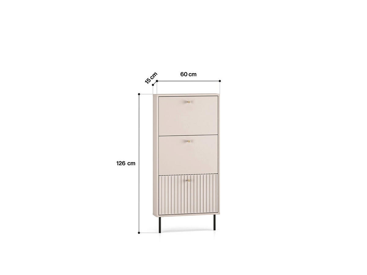 SCHUHSCHRANK – 60 cm – Sophie – Kaschmir / Eichefarben – Höhe 126 cm - Kaschmir/Eichefarben, Holzwerkstoff (60/126/15cm) - hi-markt