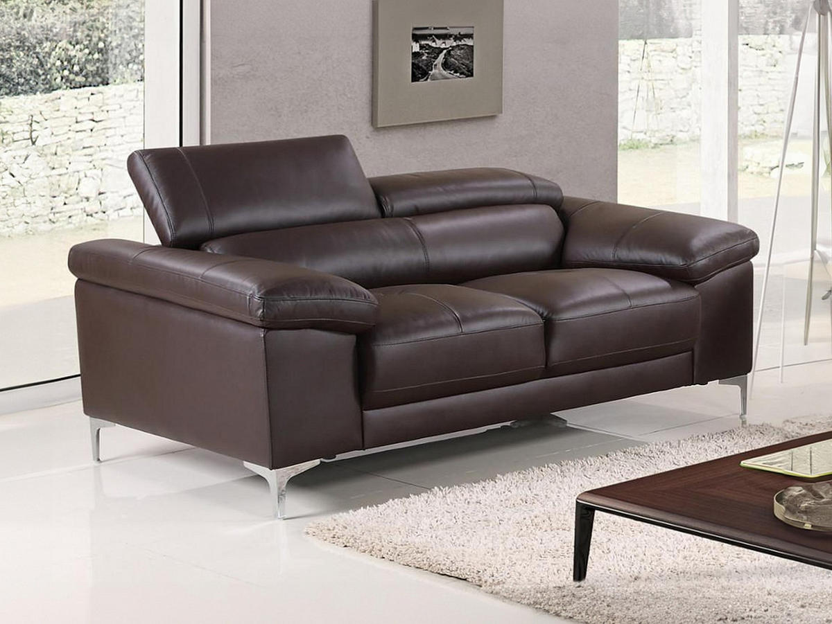 LEDERSOFA 2-Sitzer - Braun - SOLANGE - Braun, Leder (176/73/103cm) - Vente-Unique