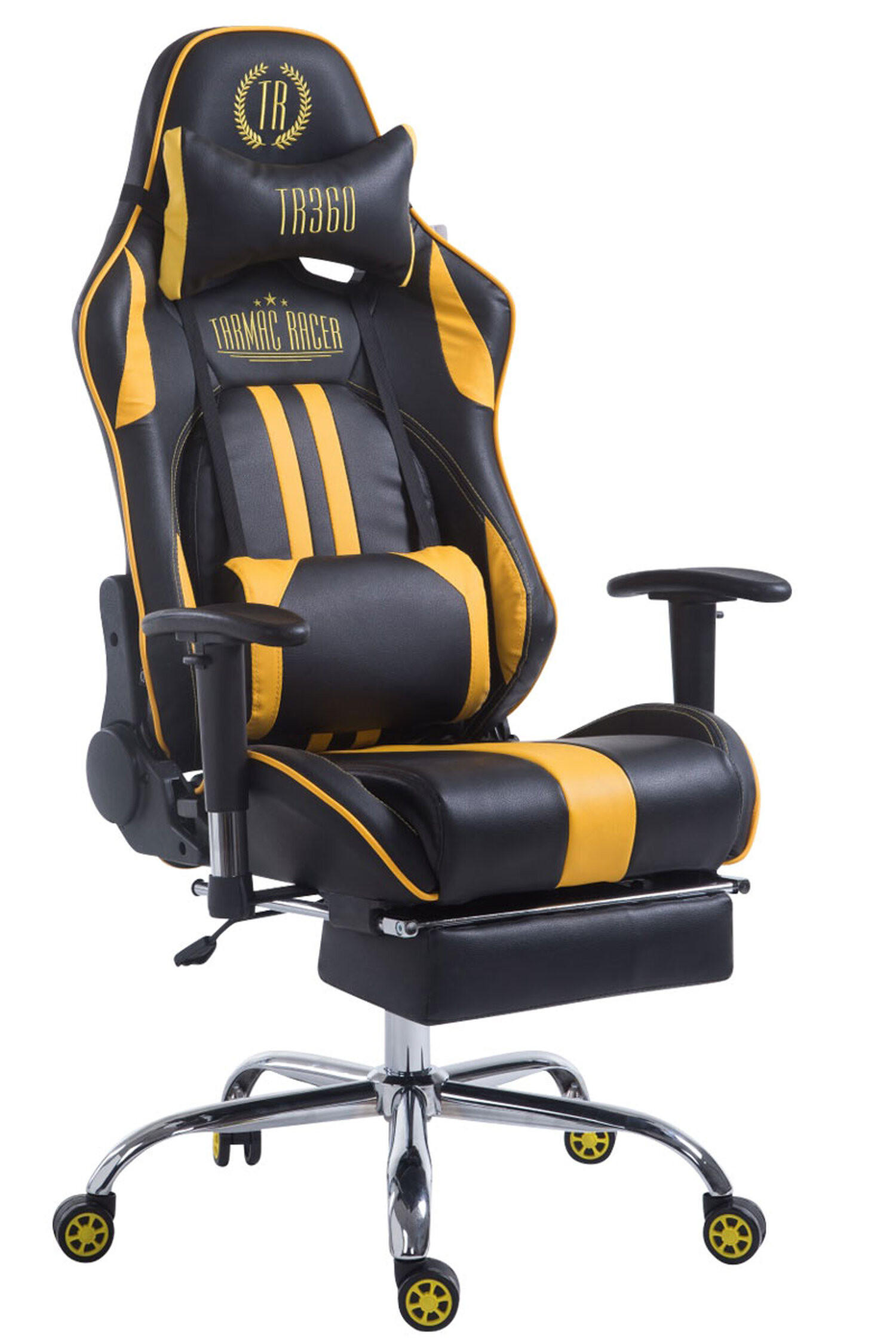 GAMINGSTUHL Limitless-2, Kunstleder mit Fußablage Schwarz/Gelb - Gelb, Textil/Metall (70/135/58cm) - TPFLiving