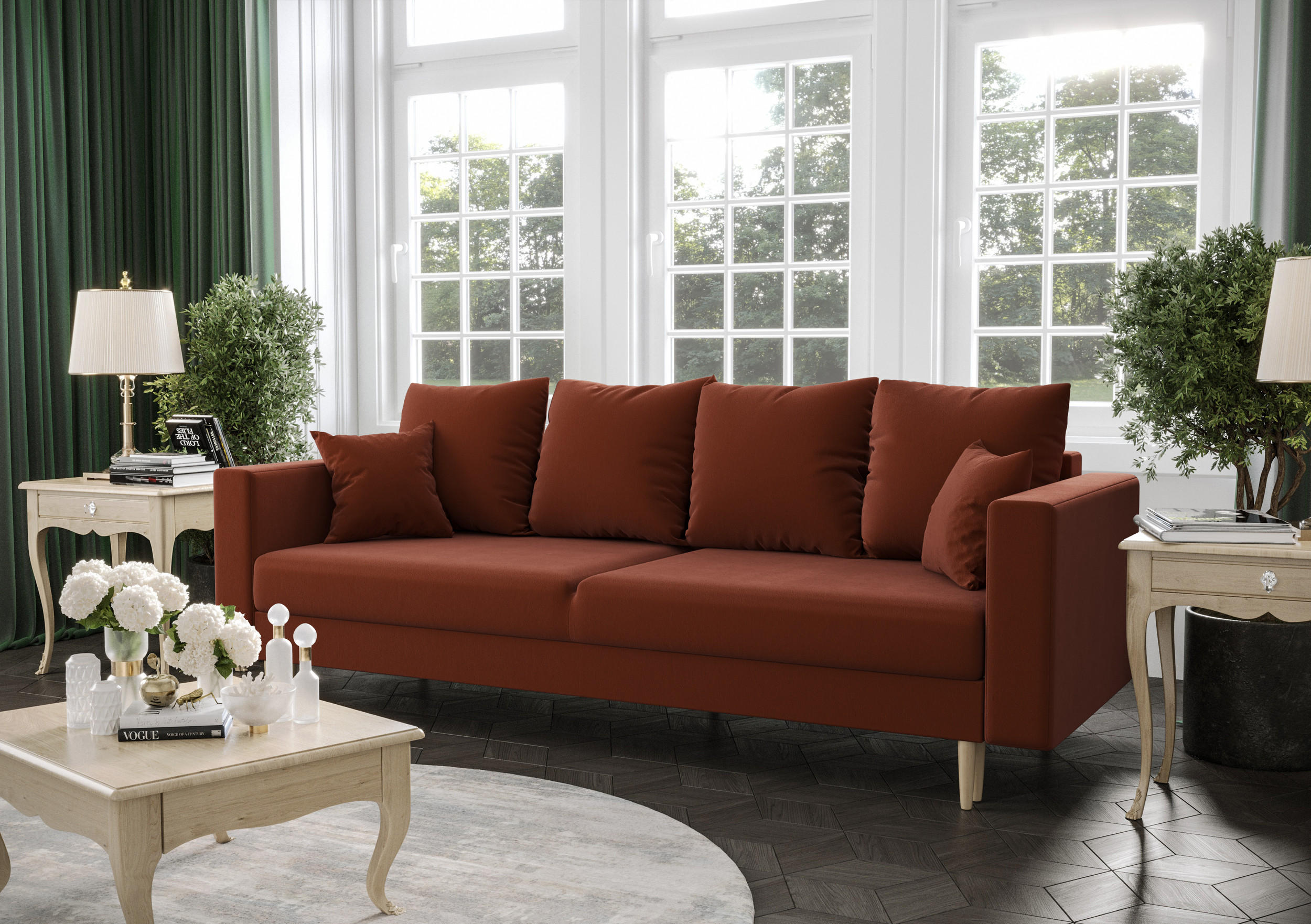SOFA KRISTI mit Schlaffunktion ITAKA 1 Sofa mit Stauraum - Braun, Textil (90/87/230cm) - Bedante