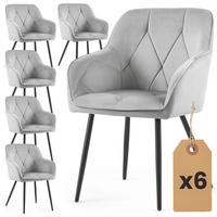 POLSTERSTUHL 6er Set, Metallbeine Grau, Schwarz 54,5/82,5/58 - Schwarz/Grau, Textil (55/83/58cm) - RAUMHIRSCH FURNITURE