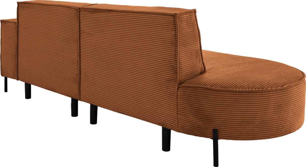 ECKSOFA Hana Loft 3-Sitzer Ecke Rechts, Cordstoff Chenille, Orange 241/80/168 cm - Schwarz/Orange, Textil/Metall (241/168cm) - WFL GROUP