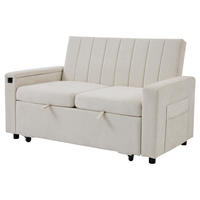 SCHLAFSOFA 140/84.5/84 cm Beige mit Klapptablett, USB & Type-C Ladeanschluss, Seitentaschen und Rollen - Beige, Textil (140/84/84.5cm) - Oxeza