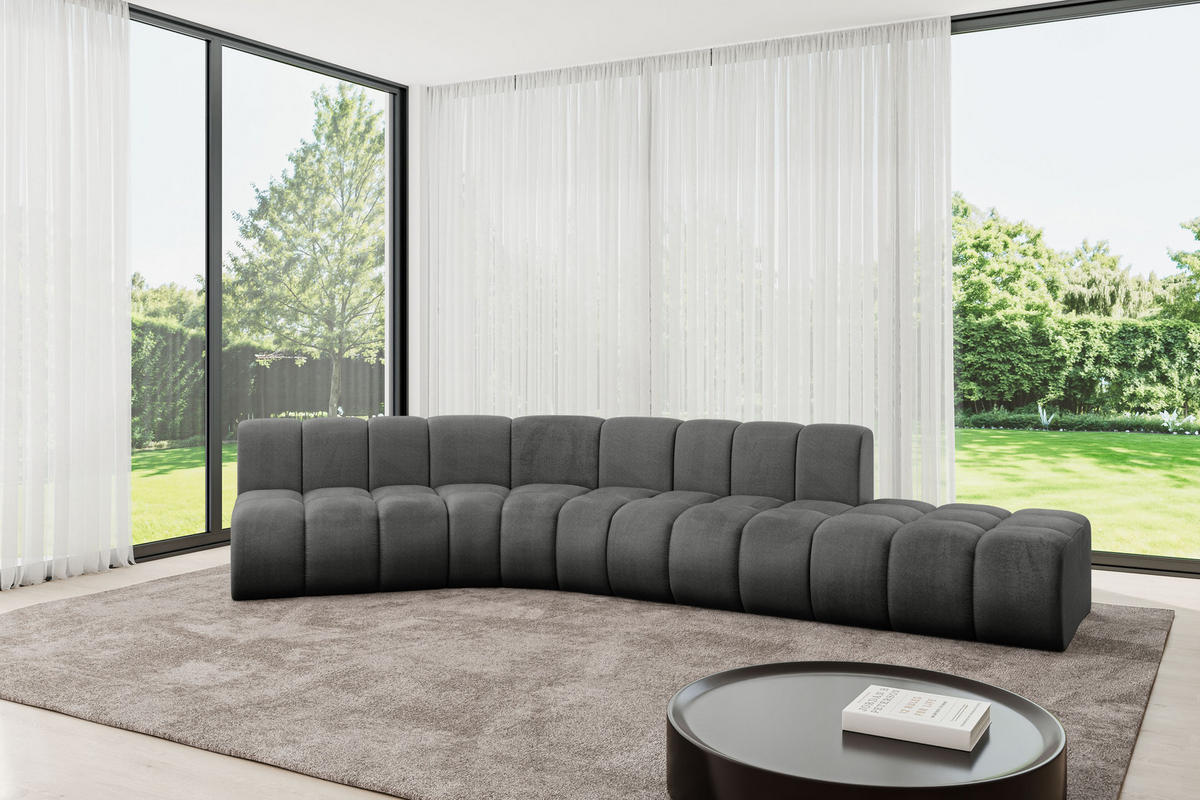 ECKSOFA modulares Sofa Brilo-L1 - 380x174x70 cm Dunkelgrau - Dunkelgrau, Holzwerkstoff/Textil (380/174cm) - ALTDECOR