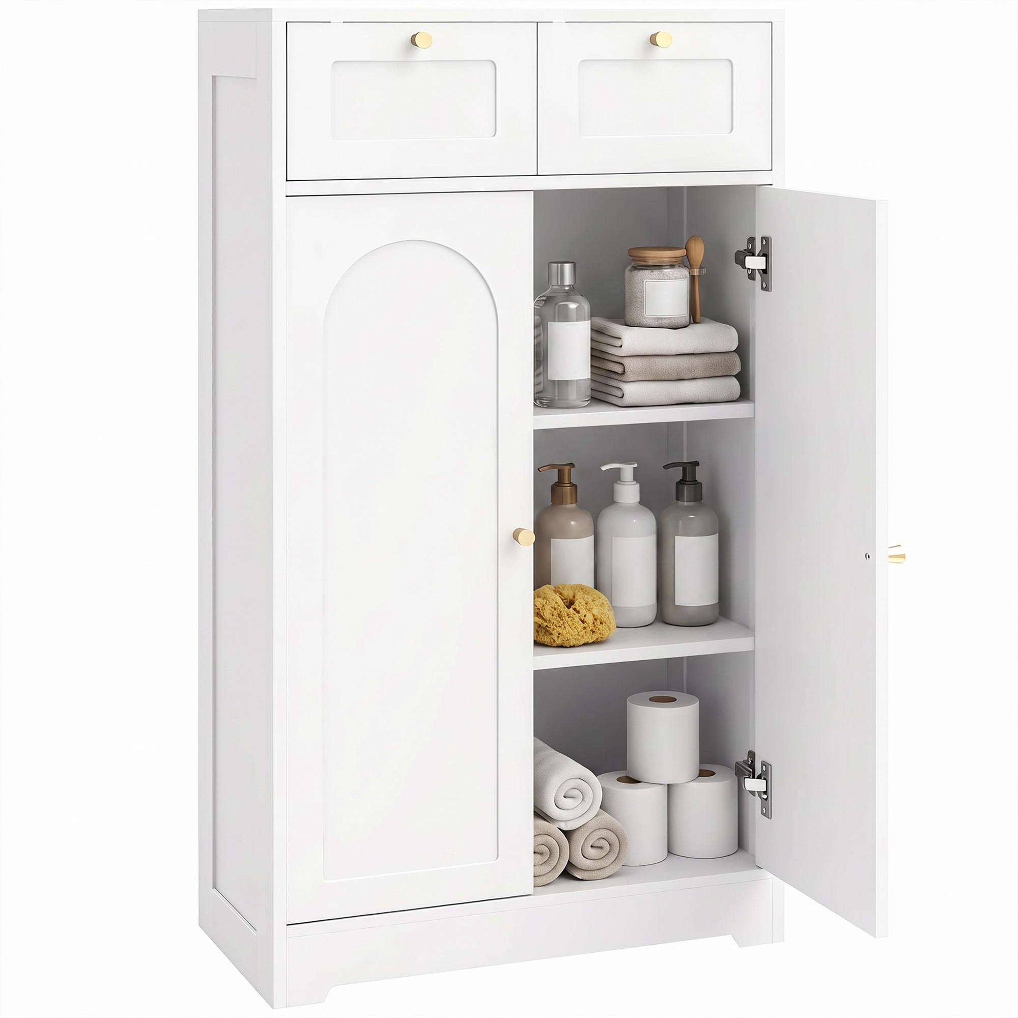 BADEZIMMERSCHRANK Weiß 30.0/60.0/108.0 cm - Weiß, Holzwerkstoff (60/108/30cm)