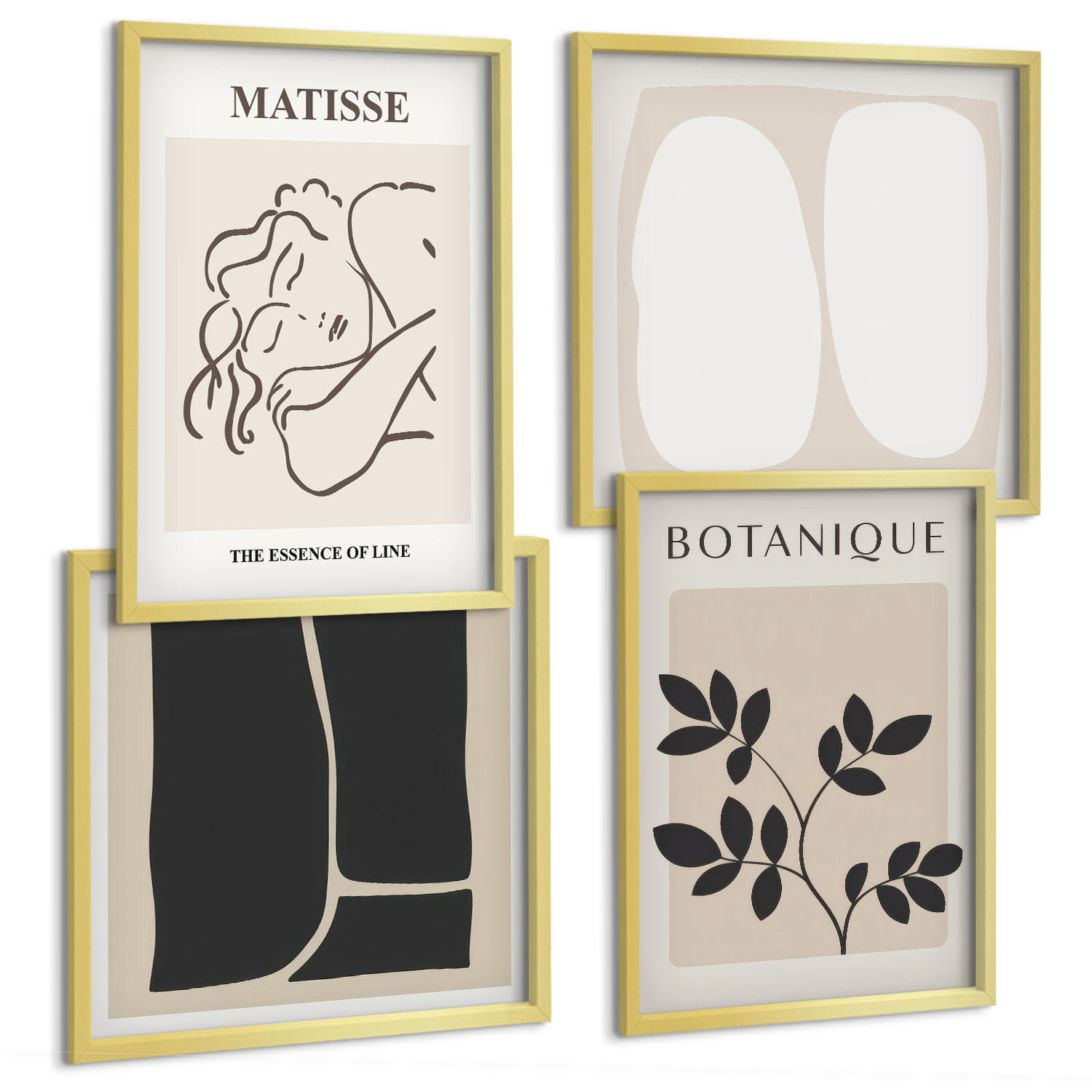 BILDER SET 4er Set - 50x50 cm & 40x60 cm Goldrahmen - Matisses stilvolle Pflanzenbilder - Goldfarben, Kunststoff (50/50cm) - TULUP