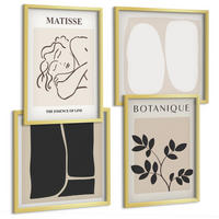 BILDER SET 4er Set - 50x50 cm & 40x60 cm Goldrahmen - Matisses stilvolle Pflanzenbilder - Goldfarben, Kunststoff (50/50cm) - TULUP