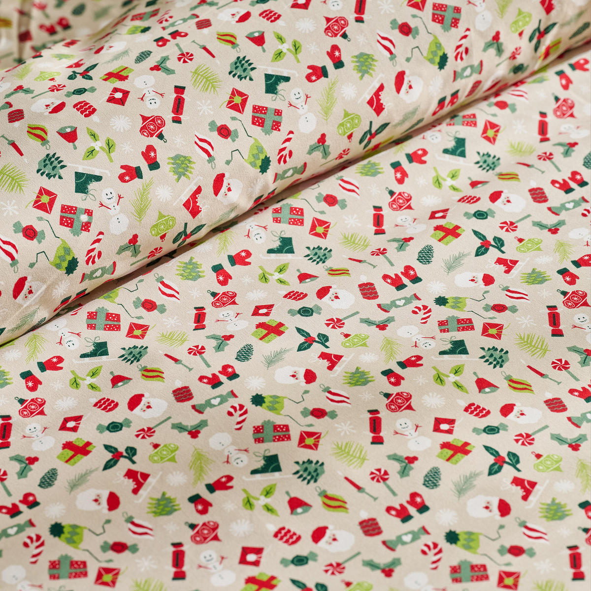 BETTWÄSCHE Mikrofaser FESTIOM, 200x220 cm, Beige, Winter Weihnachten Bettbezug, Weihnachtsdeko, Christmas, Weihnachtsmotiv - Beige, Textil (200/220cm) - home&you