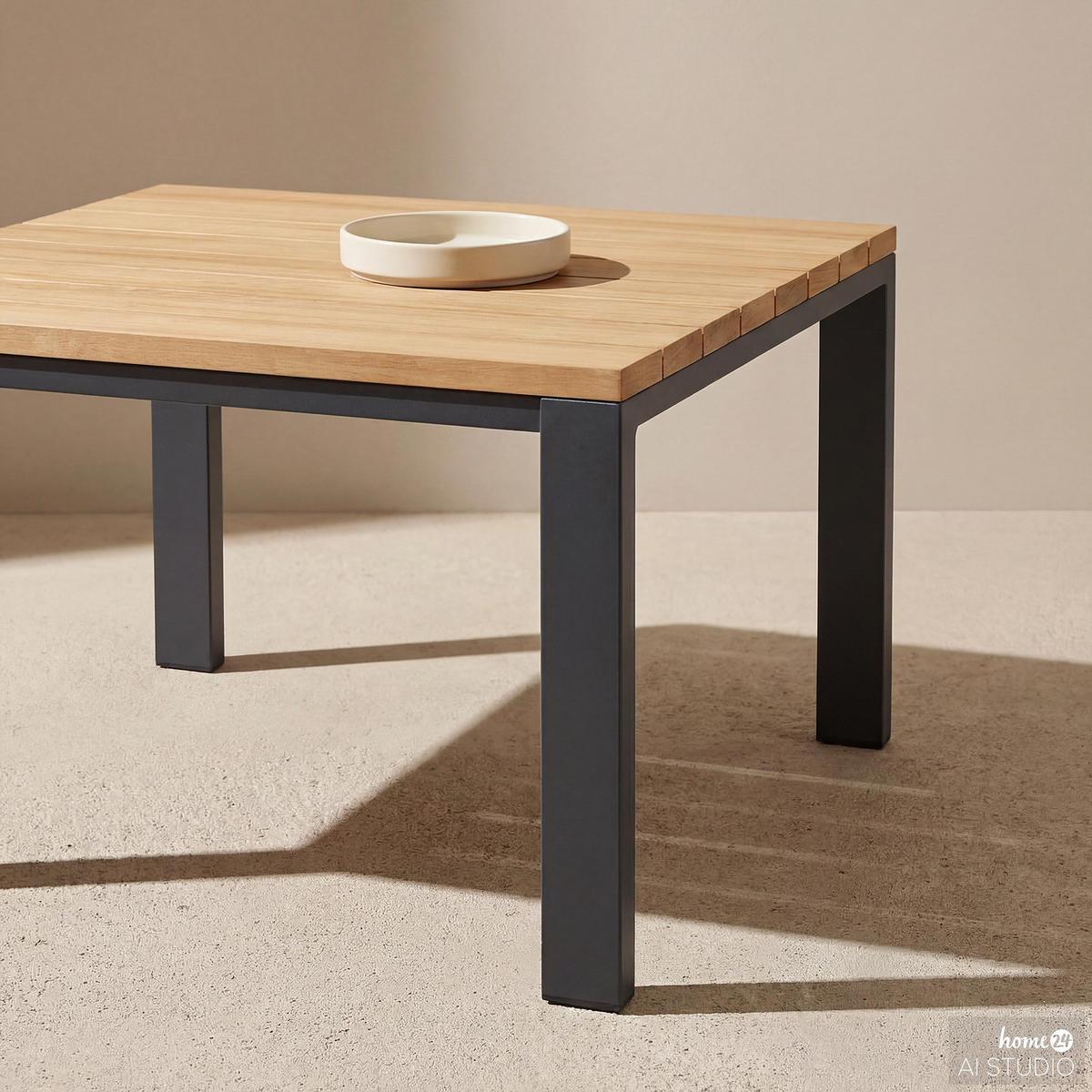 LOUNGETISCH - Aluminium / Eukalyptus massiv - Anthrazit / Braun - Braun/Grau, Holz/Metall (65/65/40cm) - home24